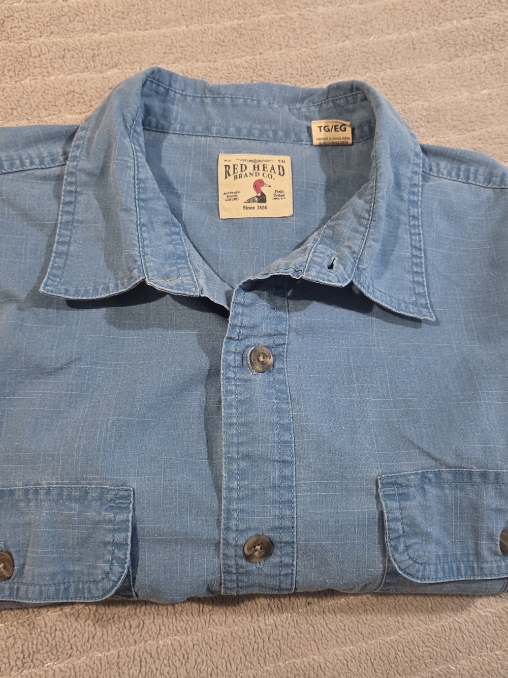 Red Head Brand Co. Mens Chambray Work Shirt XL - Light Blue Denim - 2 Pocket